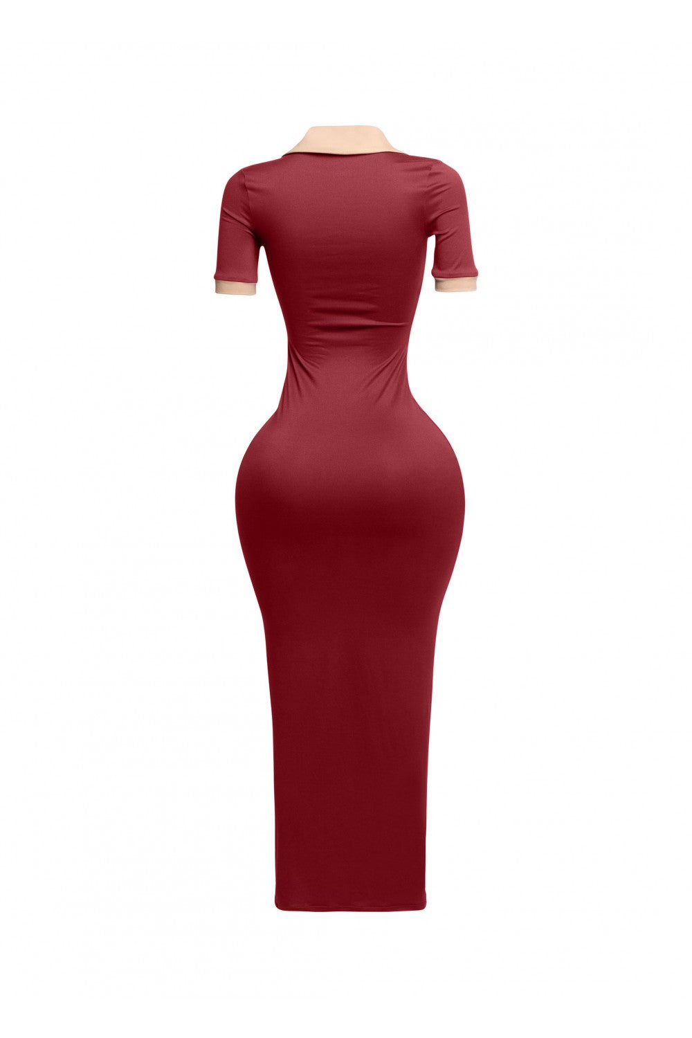 Collar neck short sleeve dress