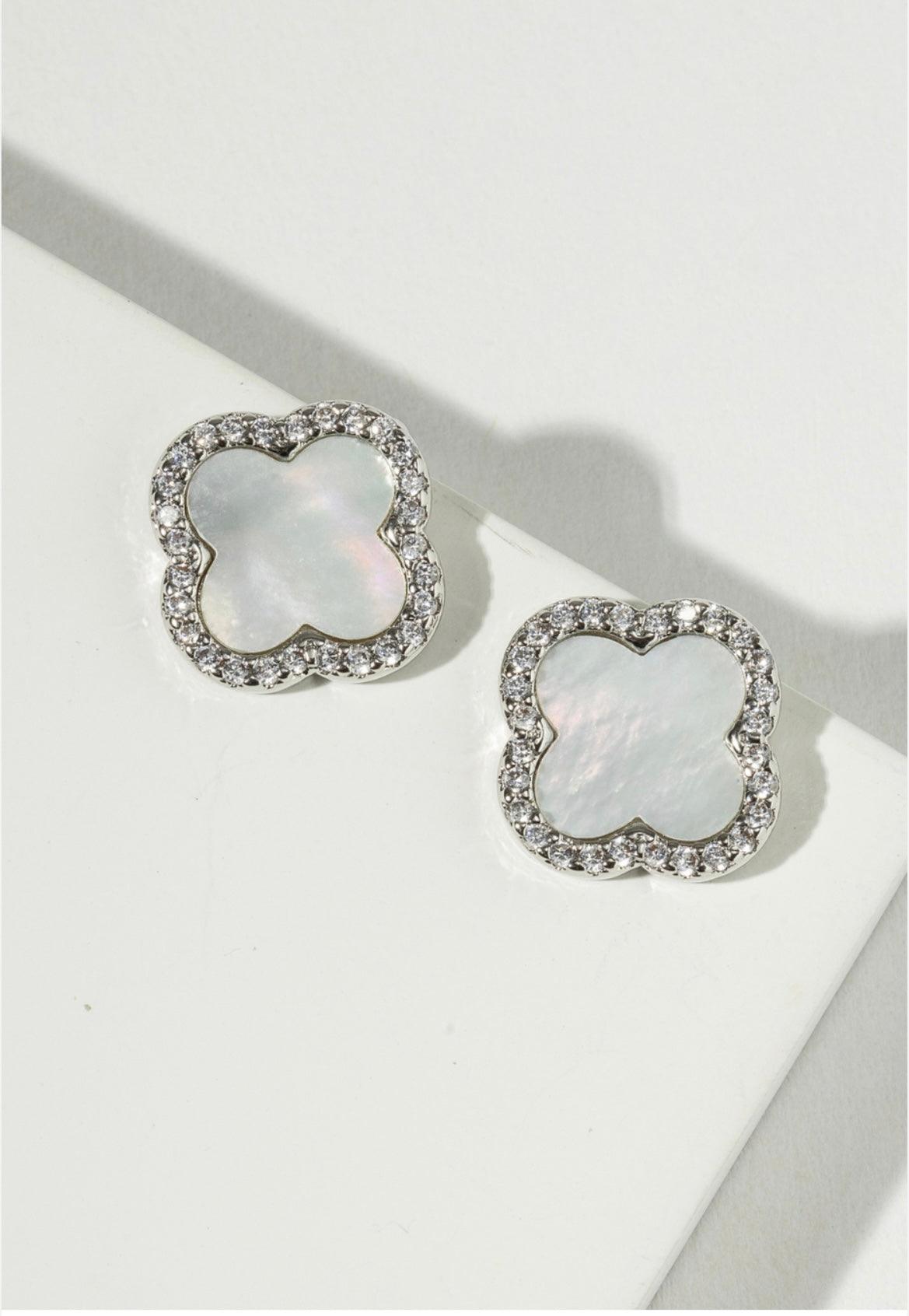 Clover Stud Earrings, Good Luck 4 Leaf Clover - Bossy Collections