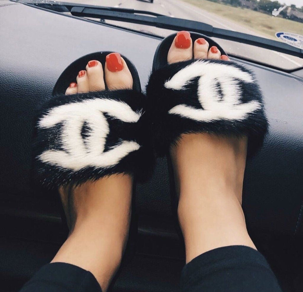 Coco inspired Mink Fur Slides