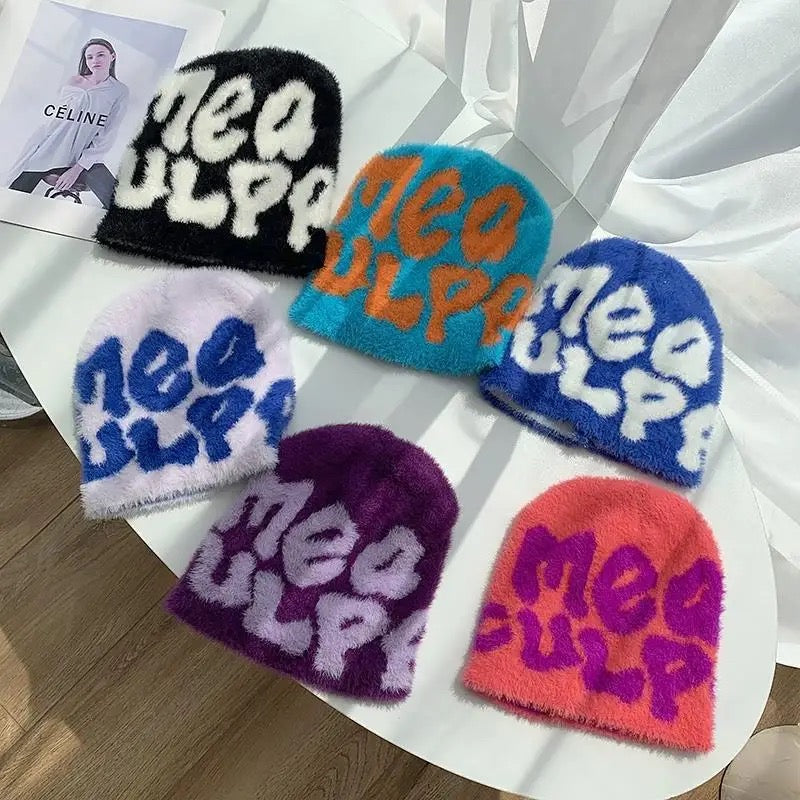 Winter Beanies Mea Culpas Furry Style Y2K Skullies Kpop Knitted Hat Cashmere