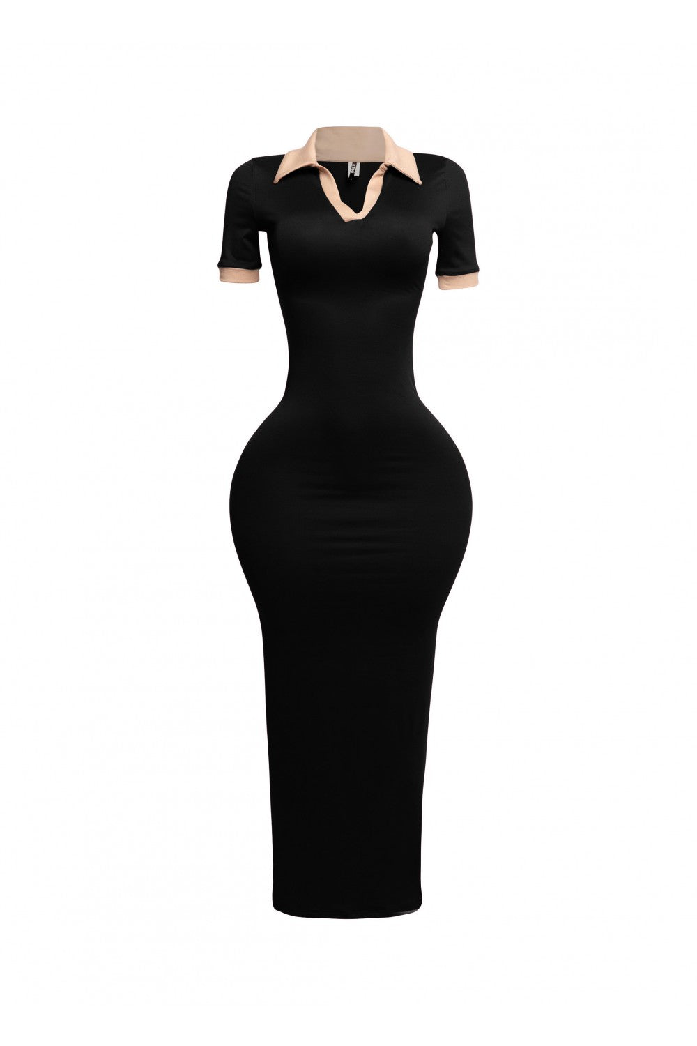 Collar neck short sleeve dress