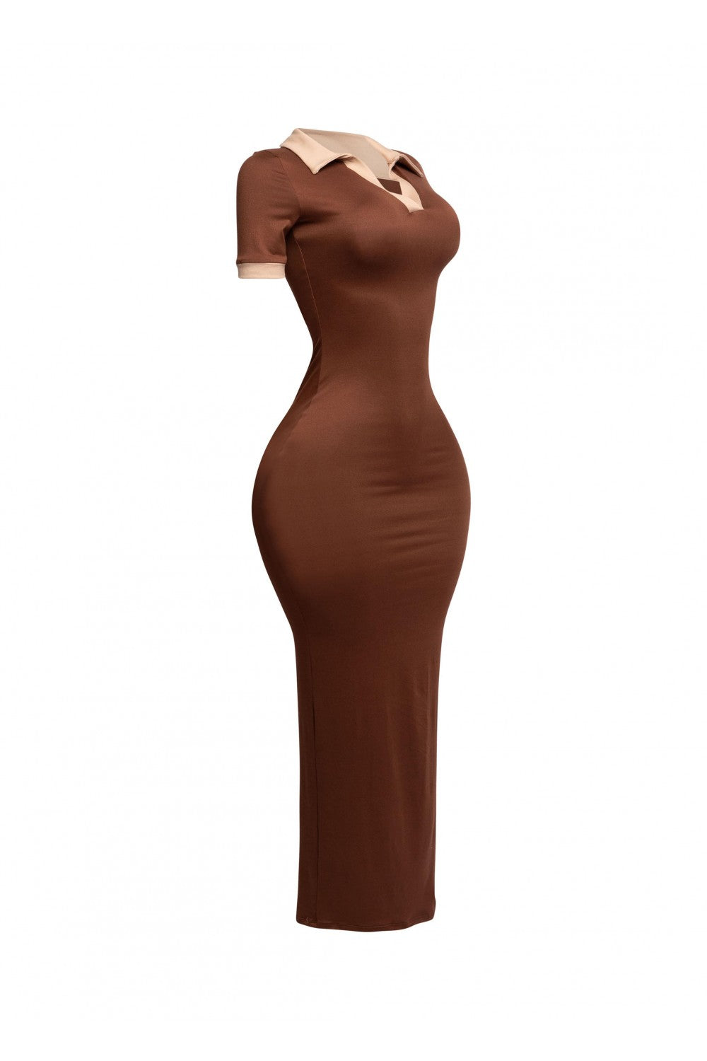 Collar neck short sleeve dress