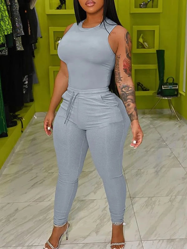 Casual 2 Piece• Drawstring Pants Set