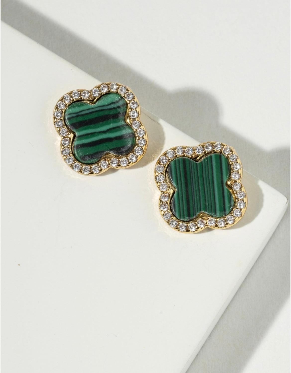 Clover Stud Earrings, Good Luck 4 Leaf Clover - Bossy Collections