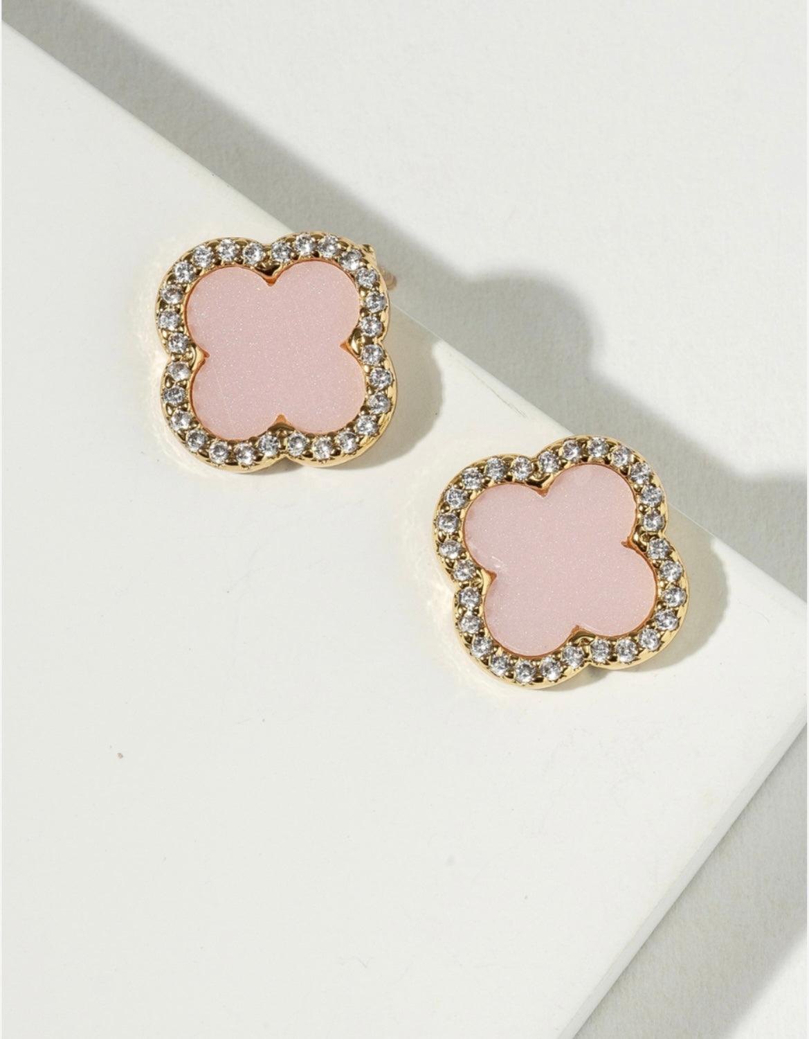 Clover Stud Earrings, Good Luck 4 Leaf Clover - Bossy Collections