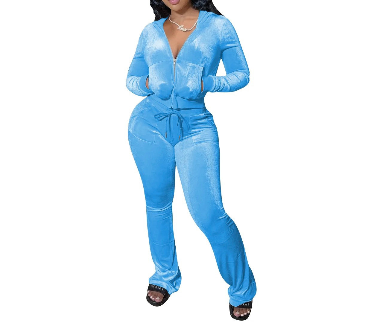 Velour Tracksuit Two Piece Fall Outfit - 2 piece lounge wear